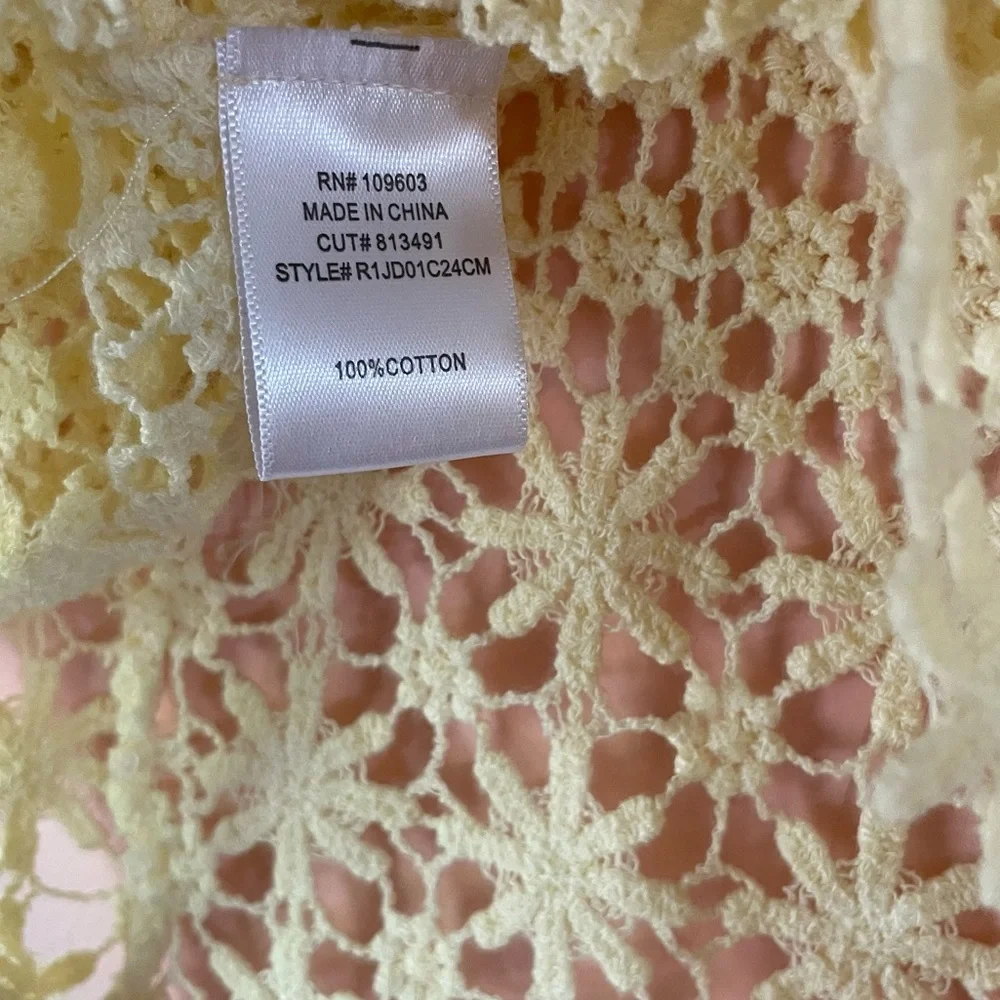 CHRISMcLaughlin Crochet Floral Butter Yellow Cardigan Lace Cropped Boho - Picture 6 of 16